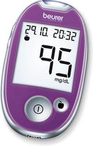 Beurer GL 44 Purple mmol/l Bloedsuikermeter - Bloedglucose meter - Licht - Incl. prikhulp, 10 test strips, 10 lancetten, batterijen & etui, USB kabel - App beurer HealthManager Pro