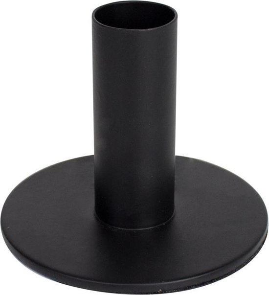 Housevitamin kandelaar / kaarsstandaard zwart metaal rond 6,5cm hoog