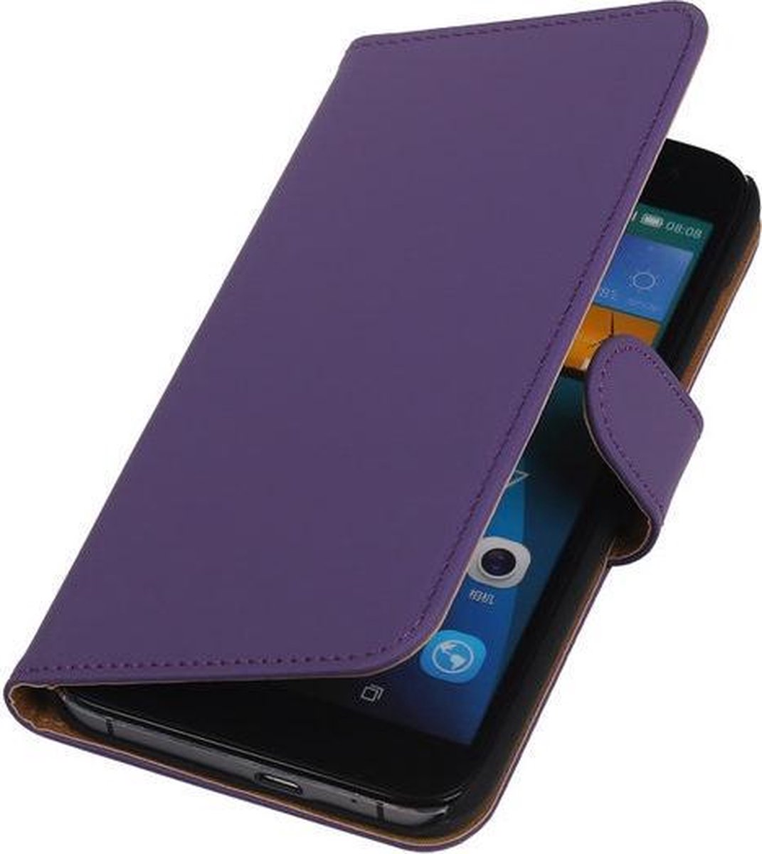 Huawei Ascend G7 Book Case Effen Paars Hoesje