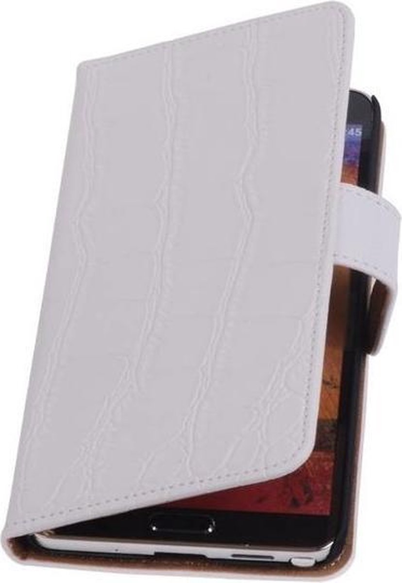 Samsung Galaxy Note 3 Neo - Croco Wit Booktype Wallet Hoesje