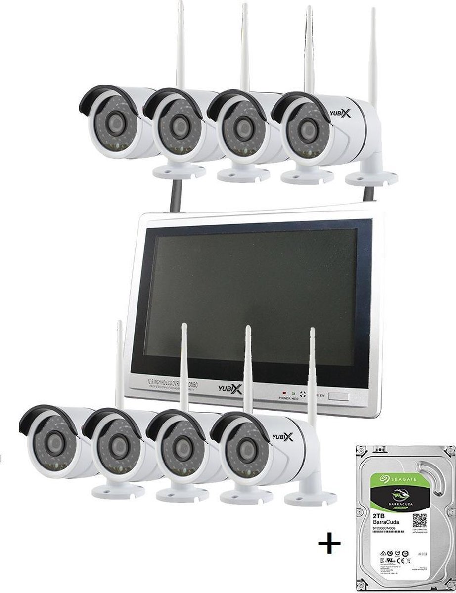 YubiX Camerasysteem Beveiligingcamera set WiFi 8 Camera + 2TB HDD | bol.com