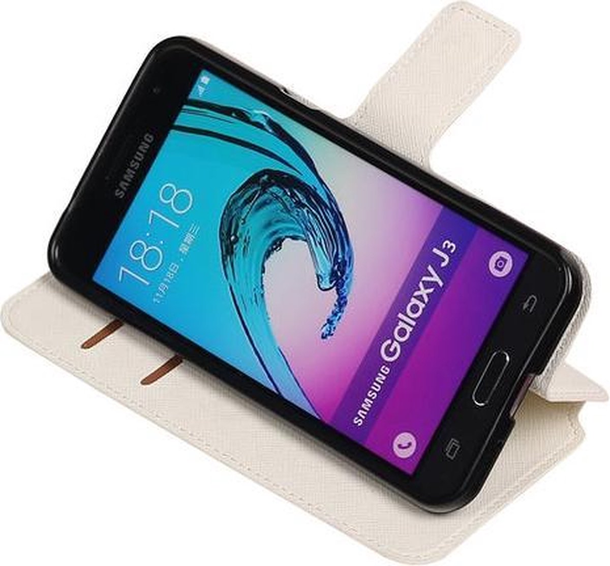 Wit Samsung Galaxy J3 TPU wallet case booktype hoesje HM Book