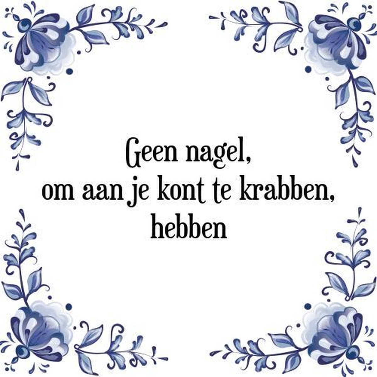Tegeltje met Spreuk (Tegeltjeswijsheid): Geen nagel, om aan je kont te krabben, hebben + Kado verpakking & Plakhanger