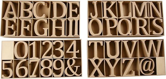 Houten letters, cijfers en tekens, inclusief gratis display, h: 8 cm, dikte  1,5 cm,... | bol.com