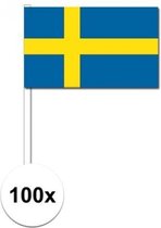 100x Zweedse zwaaivlaggetjes 12 x 24 cm