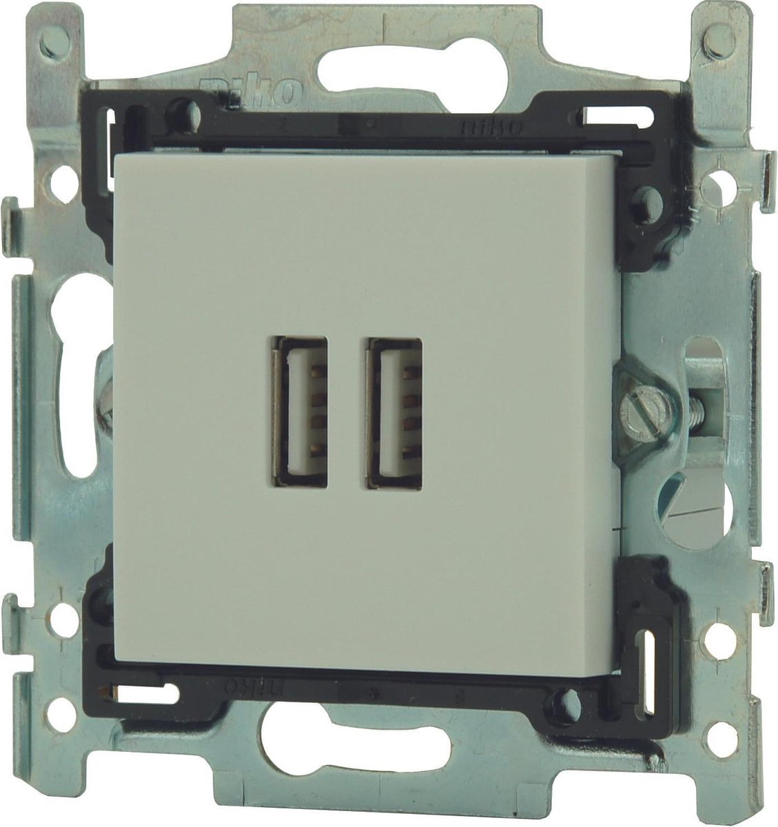 bedrijf haak Reclame NIKO Original White inbouw USB stopcontact - dubbel | bol.com