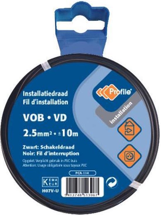 PROFILE installatiedraad VOB (België) VD (Nederland) - 2,5mm² - zwart - 10 meter