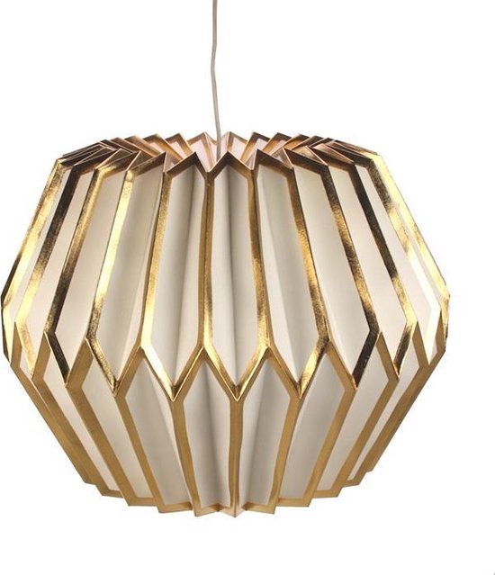 Lampion hanglamp wit/goudkl. (incl. bekabeling) Ø38xH27cm | bol.com