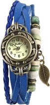 Fako® - Armband Horloge - Blad - Blauw - Sinterklaas & Kerst