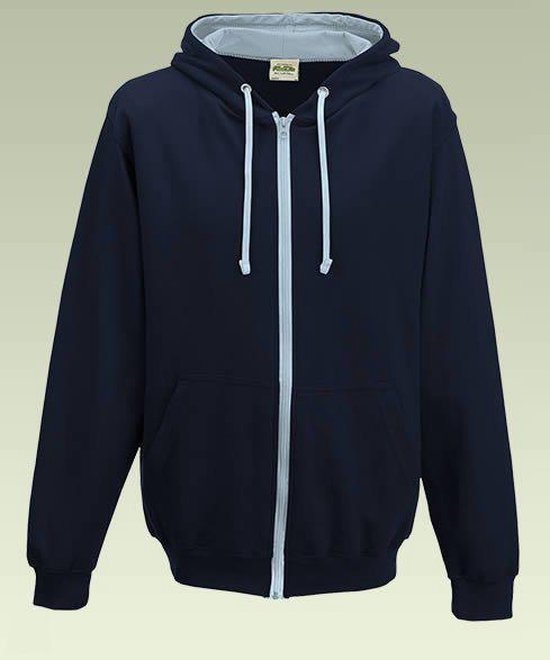AWDis Just Hoods Varsity Zoodie, New French Navy/ Sky Blue , Maat S