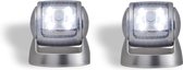 Draadloze LED Buitenlamp met bewegingssensor - Set van 2 - Werkt op batterijen - 360° Draaibaar