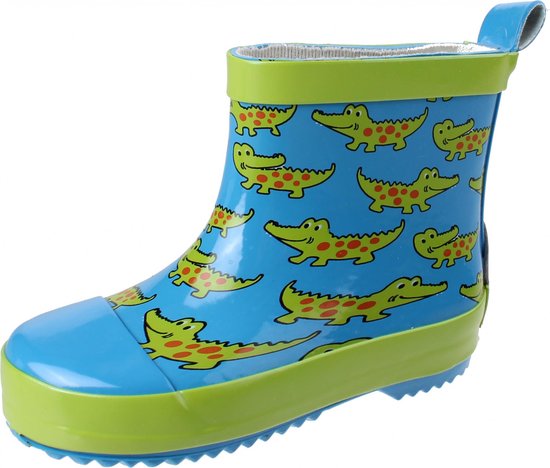 Foto: Playshoes korte regenlaarzen krokodillen blauw groen maat 27