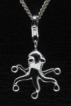 Zilveren Octopus glad hanger én bedel
