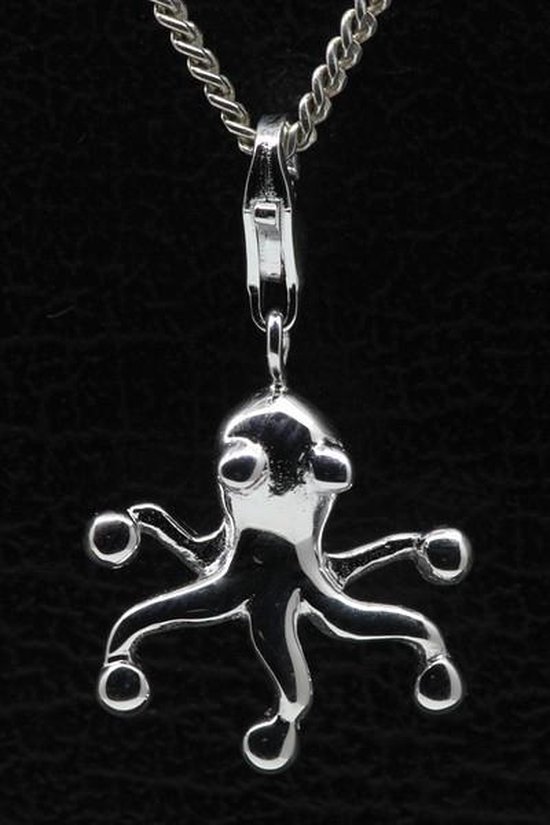 Foto: Zilveren octopus glad hanger n bedel