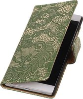 BestCases.nl Donker Groen Lace booktype wallet cover hoesje voor Huawei Y5 II / Y6 II Compact