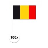100x Belgische zwaaivlaggetjes 12 x 24 cm
