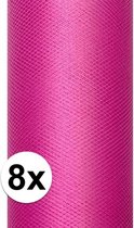 8x rollen tule stof roze 0,15 x 9 meter