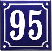 Emaille huisnummer blauw/wit nr. 95
