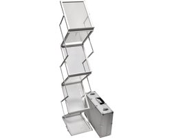 brochurehouder A4 van geanodiseerd aluminium en poeder gecoat staal a4 formaat wit. Folderrek, folderhouder