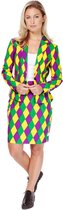 OppoSuits Harlequeen - Vrouwen Kostuum - Gekleurd - Carnaval - Maat 46