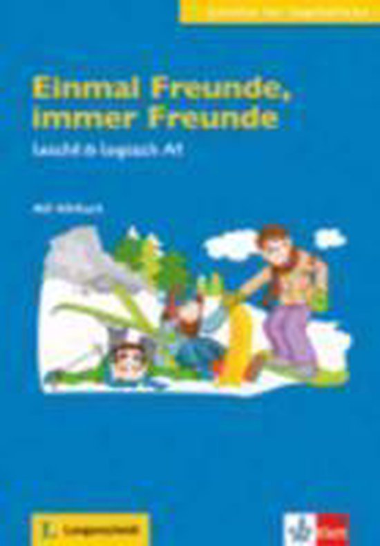 Boek 'Einmal Freunde, immer Freunde', met illustratie van kinderen op de sneeuw.