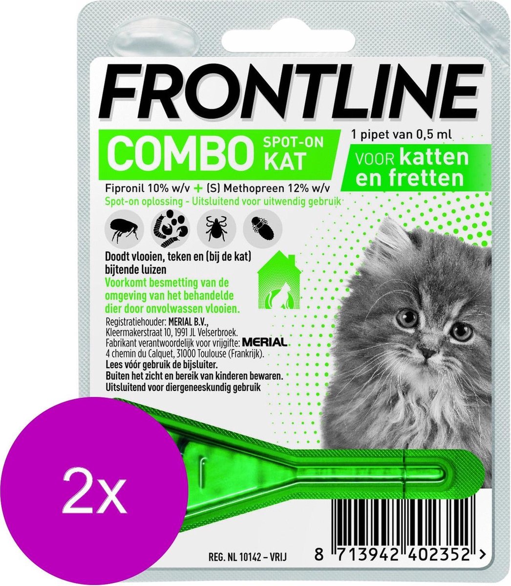 Riskeren logica Sympathiek Frontline Combo Spot On Kitten - Anti vlooien en tekenmiddel - 2 x 1 pip |  bol.com