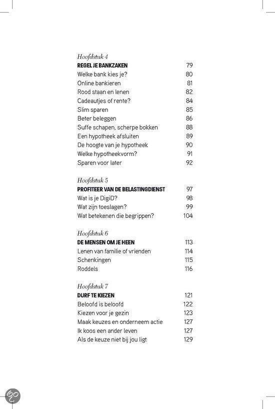 Pagina uit een boek met de inhoudsopgave. Hoofdstukken 4, 5, 6 en 7.