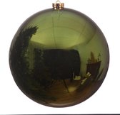 1x Grote donkergroene kunststof kerstballen van 20 cm - glans - donkergroene kerstboom versiering