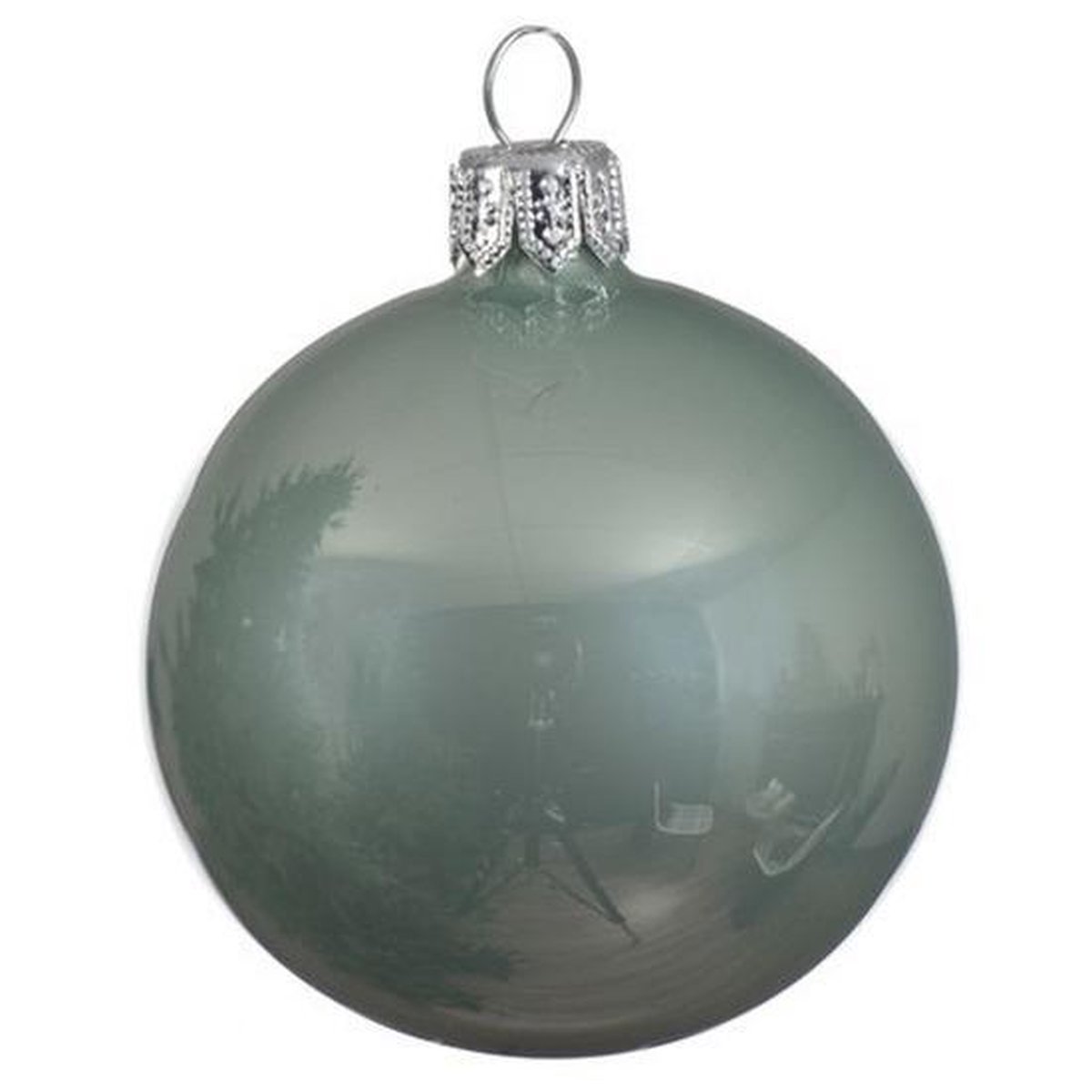 4x Mintgroene glazen kerstballen 10 cm Glans/glanzende