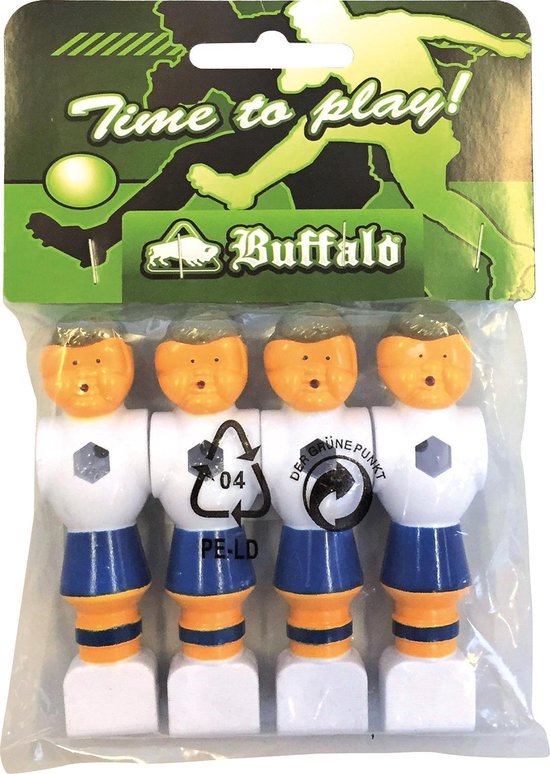 Afbeelding van het spel Buffalo tafelvoetbal pop 16 mm blauw/wit 4 stuks
