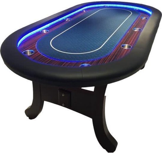 Table de poker avec éclairage LED et socle en bois | bol.com