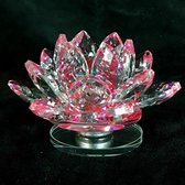 Kristal lotus bloem op draaischijf luxe top kwaliteit roze kleuren 9.5x6x9.5cm
