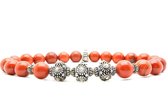 Beaddhism - Armband - Rojo - BT1222.3 - Sterling Zilver - 8 mm - 18 cm