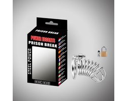 Power Escorts - Prison Break - Verstelbare Cockcage Met Slot - Kuisheidskooi voor Mannen - Speeltje voor Mannen - Cockcage - Chasity cage - Groot Formaat - 50 mm - Big Size - BR88 - Metaal - gave Cadeaubox