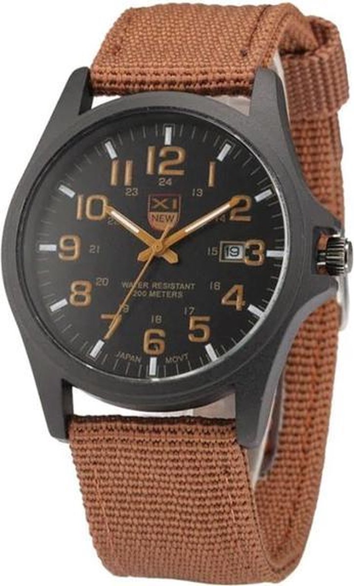 New Military Horloge Bruin - Zwart | Nylon | Ø 40 mm