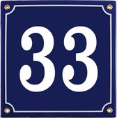 Emaille huisnummer blauw nr. 33