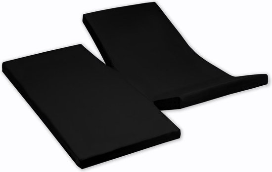 Damai - Hoeslaken dubbele split (tot 35 cm) - Katoen - 160 x 200 cm - Black  | bol.com