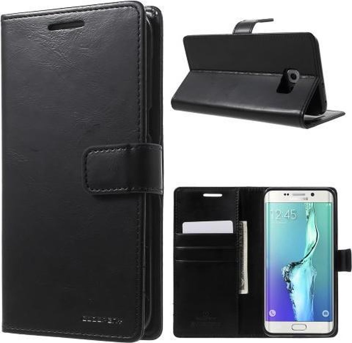 Mercury Blue Moon Wallet Case hoesje Geschikt voor: Samsung Galaxy S6 Edge Plus zwart