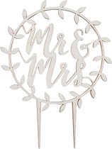 Taart Topper - Mr & Mrs hout rond
