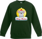 Kersttrui Merry Christmas muis kerstbal groen jongens en meisjes - Kerstruien kind 5-6 jaar (110/116)
