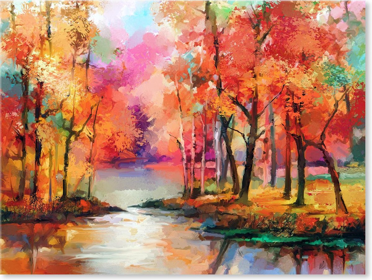 Bol Kleuren Van De Natuur Bomen Landschap Schilderij Op Canvas