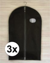 3x Zwarte kledinghoezen met rits 100 cm