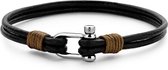 Frank 1967 Audacious Leather 7FB 0333 Leren Armband met Staal Element - Multilayer - Lengte 21 cm - Donkerbruin