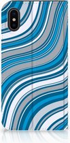 Geschikt voor iPhoneX/10 Bookcase Design Waves Blue