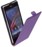 Leder Flip Cover Hoesje Sony Xperia Z1 Flip Case Paars