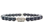 Beaddhism - Armband - Matt Black - Mantra - Sterling Zilver - 8 mm - 20 cm