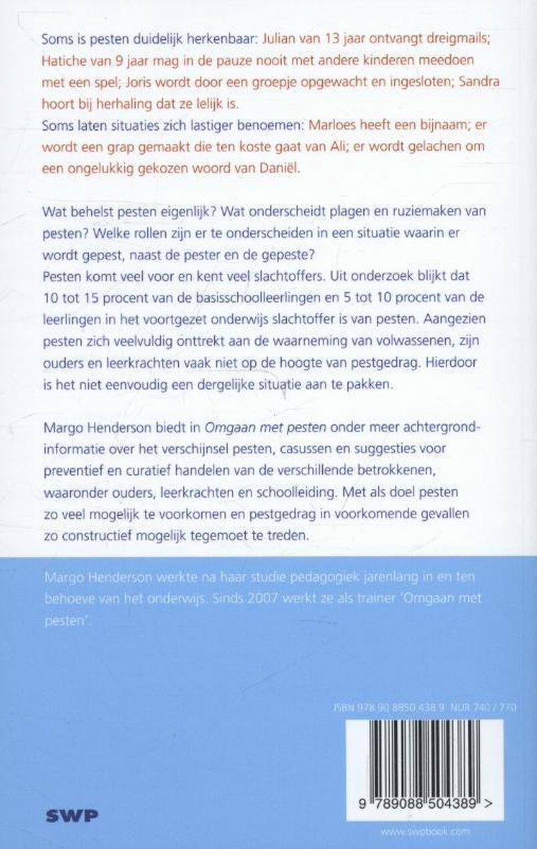 Omgaan met pesten - back cover