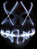 El Wire Spook masker Wit - El Wire Ghost mask White