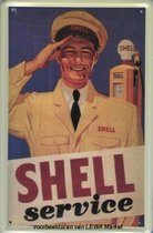 Shell Service - Metalen reclamebord - 10x15 cm - Wandbord