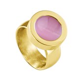 Quiges RVS Schroefsysteem Ring Goudkleurig Glans 20mm met Verwisselbare Cat's Eye Roze 12mm Mini Munt